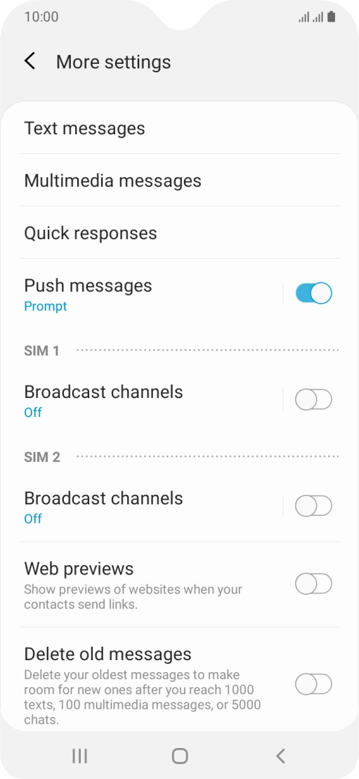 Press Text messages.