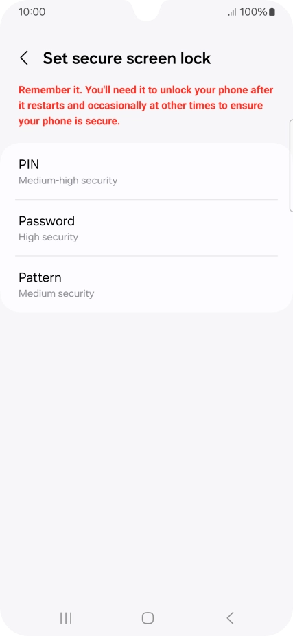 Press the required phone lock code and follow the instructions on the screen to create an additional phone lock code.