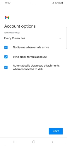 If this screen is displayed, you email account has been recognised and set up automatically. Follow the instructions on the screen to key in more information and finish setting up your phone.