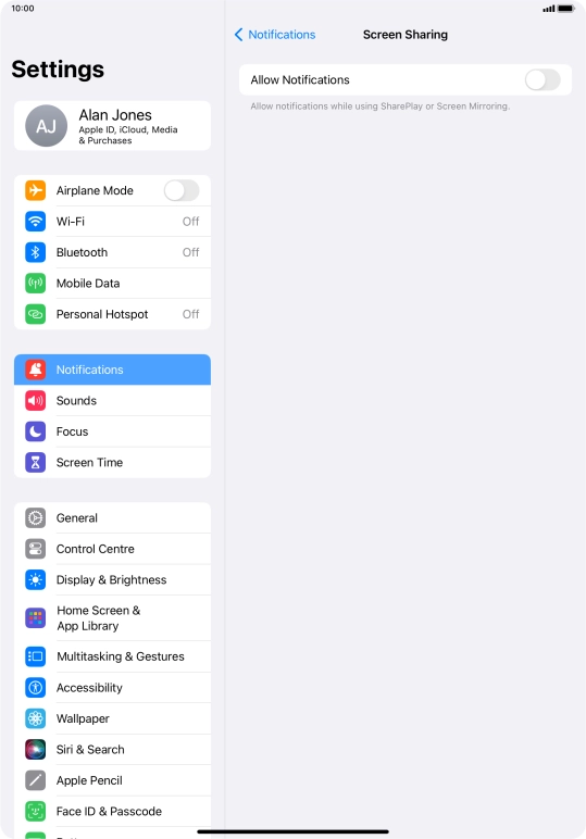 Press the indicator next to 