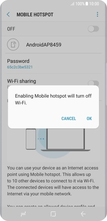If Wi-Fi is turned on, press OK.
