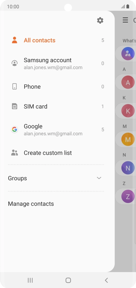 Press Manage contacts.