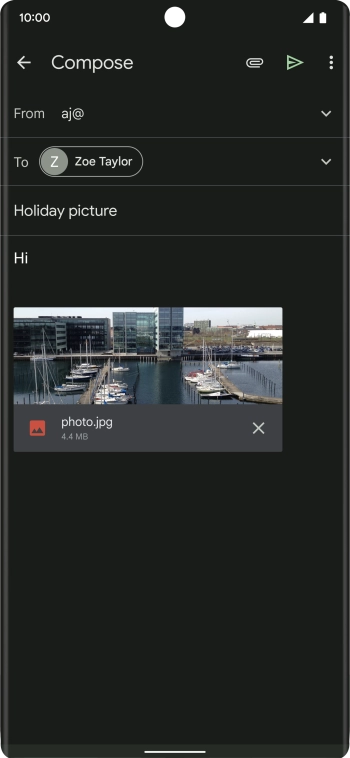 Press the send icon when you've finished your email.