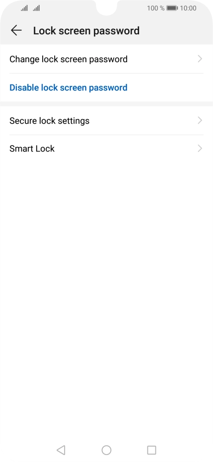 Press Disable lock screen password.