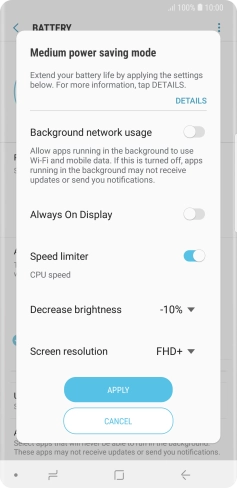 Press APPLY to turn on the function.