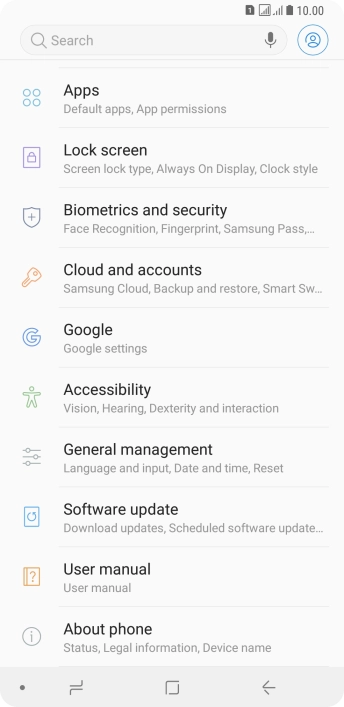 Press Cloud and accounts.