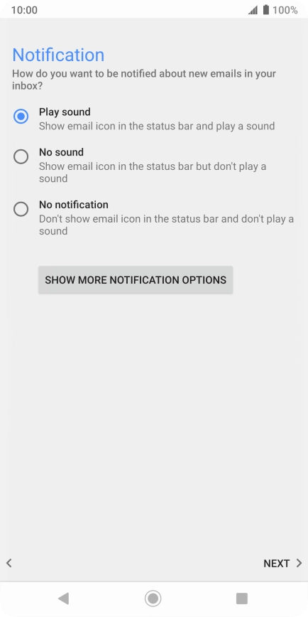 Press the required setting.