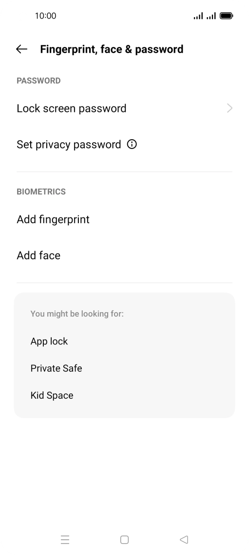 Press Lock screen password and key in the additional phone lock code you created earlier.