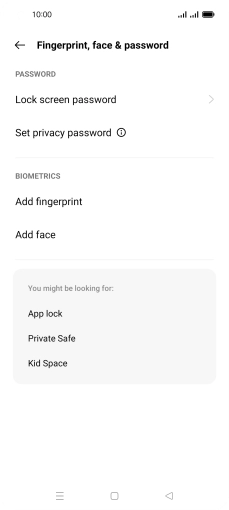 Press Lock screen password and key in the additional phone lock code you created earlier.