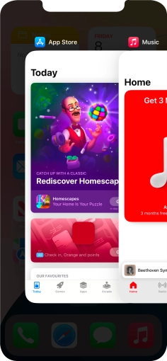 Slide upwards on the required application to end it.