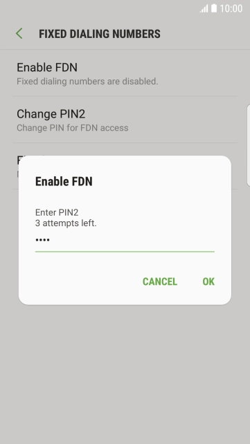Key in your PIN2 and press OK. The default PIN2 is 0000.