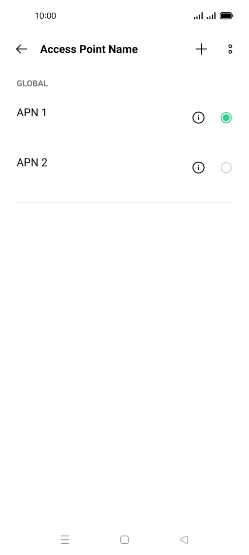 Press the field next to the data connection to activate it.