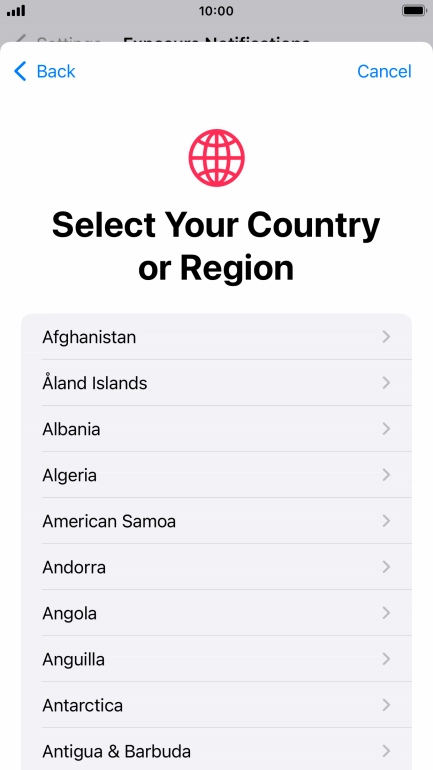 Press the required country.