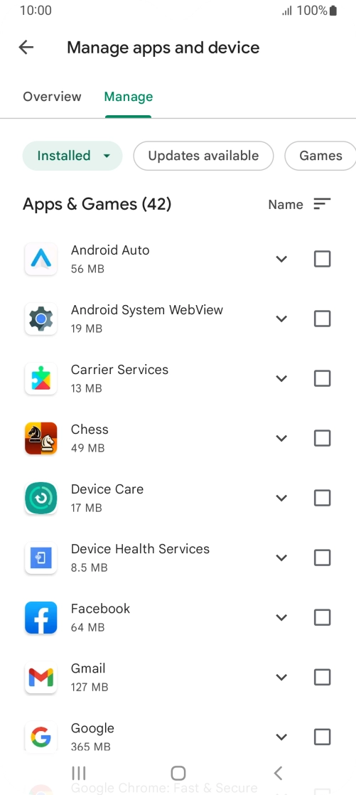 Press the required app.