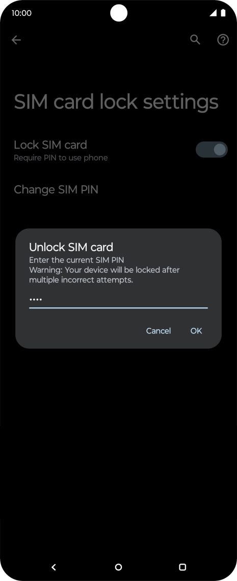 Key in your PIN and press OK. The default PIN is 1111.