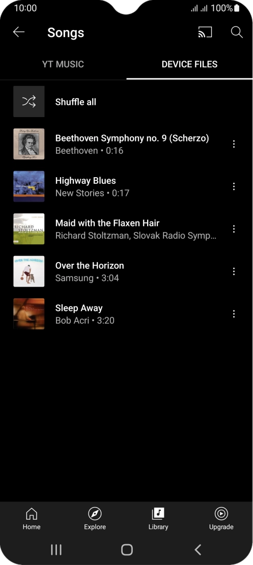 Press the required audio file.