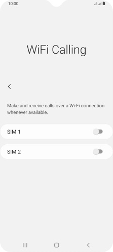 Press the indicator next to the required SIM to turn the function on or off.