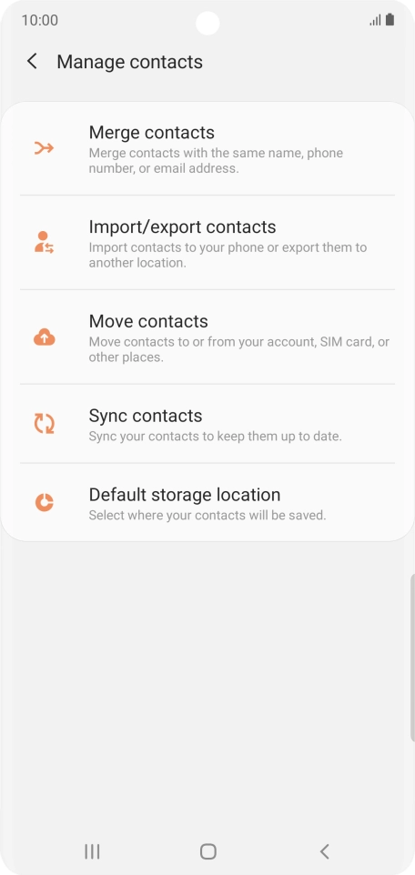 Press Import/export contacts.