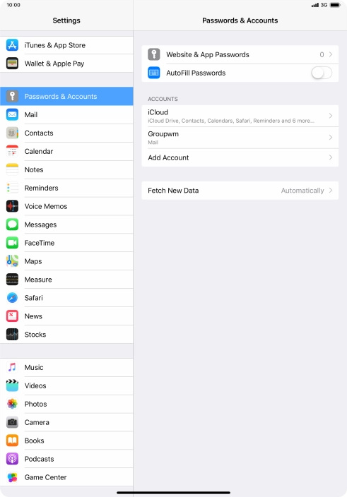 Press the name of the email account you've just set up.