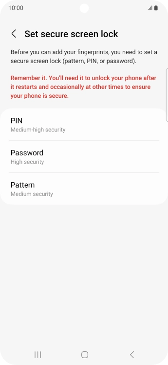 Press the required phone lock code and follow the instructions on the screen to create an additional phone lock code.
