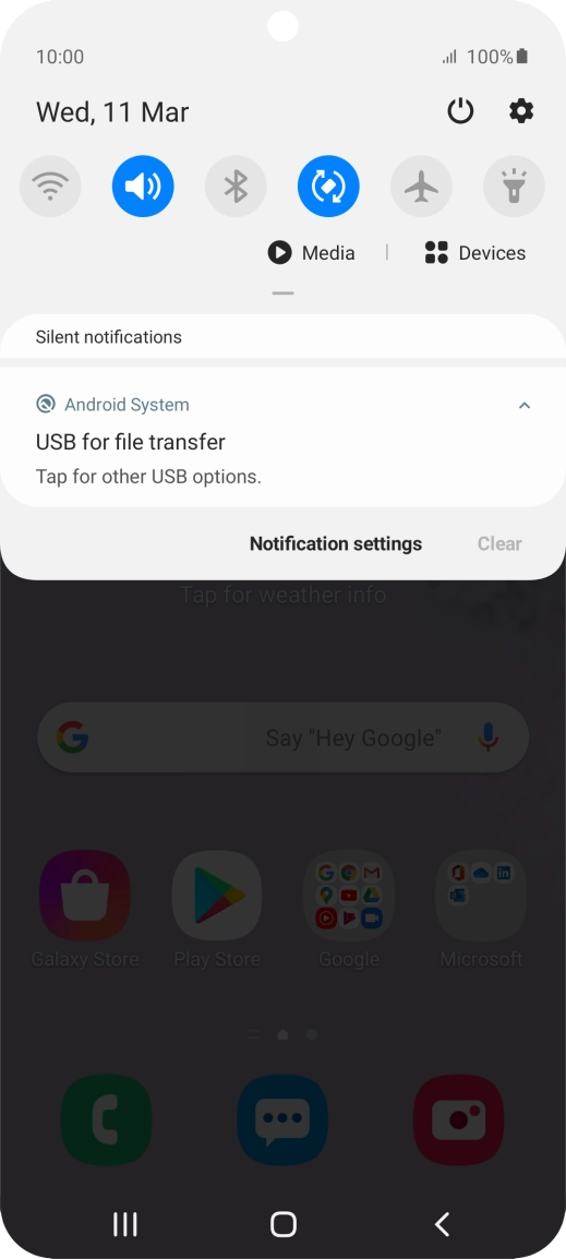 Press Tap for other USB options..