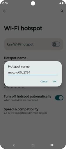 Key in the required Wi-Fi hotspot name and press OK.