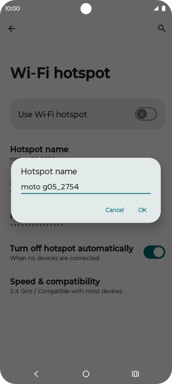 Key in the required Wi-Fi hotspot name and press OK.