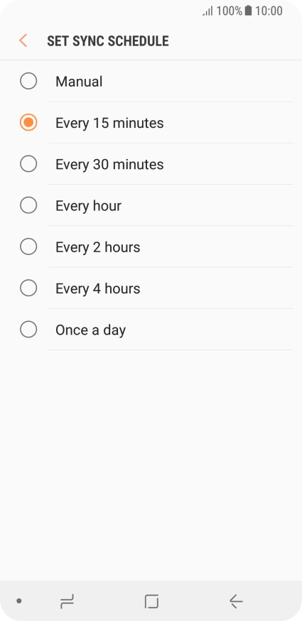 Press the required setting.