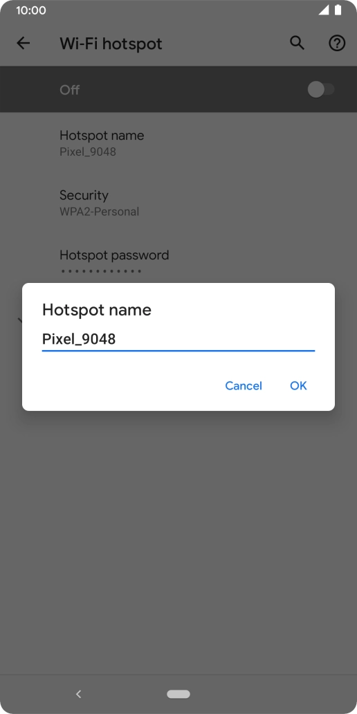 Key in the required Wi-Fi hotspot name and press OK.
