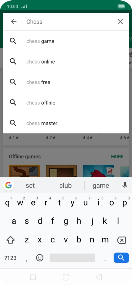 Key in the name or subject of the required app and press the search icon.