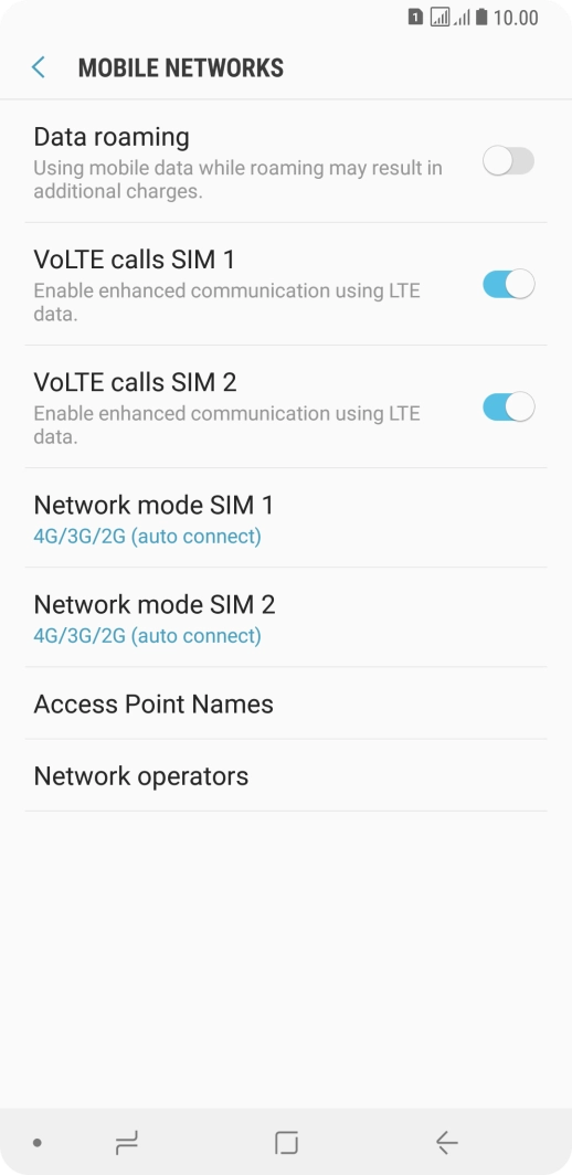 Press Network mode ‹SIM› .