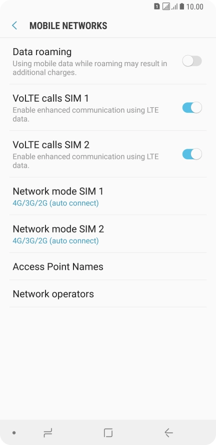 Press Network mode ‹SIM› .