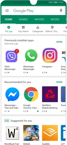 Slide your finger right starting from the left side of the screen.