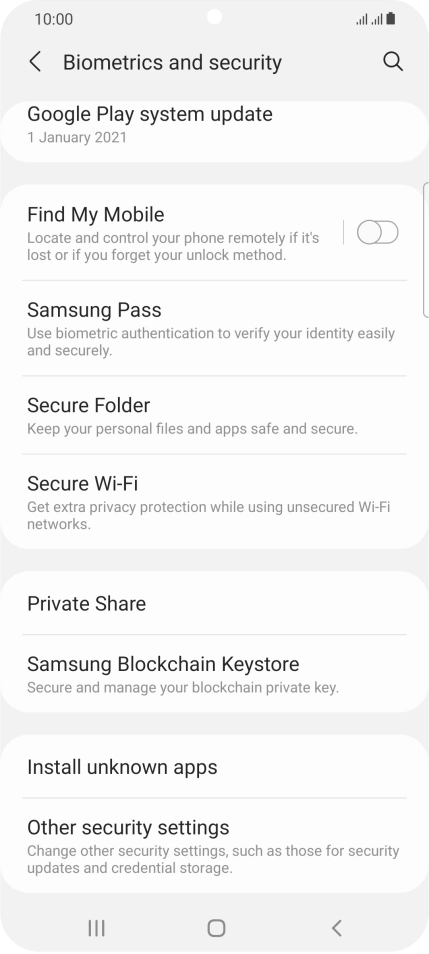 Press Other security settings.