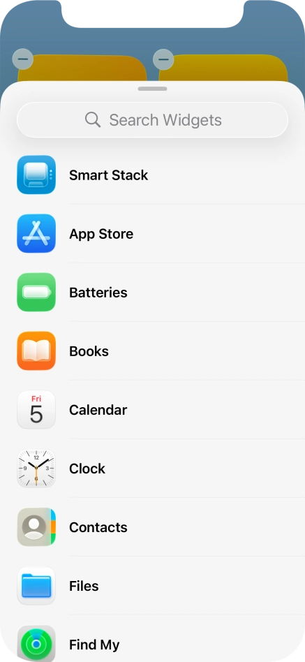 Press the required widget.
