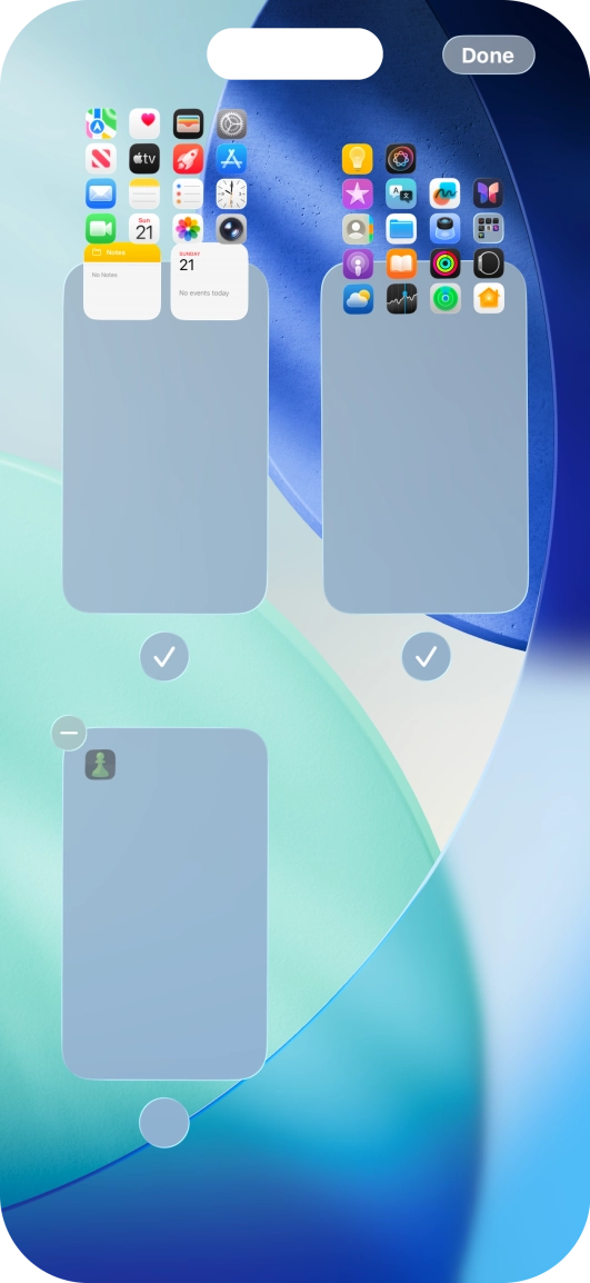 Press the delete icon next to the required home screen page.