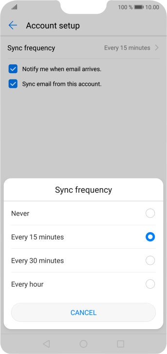 Press the required setting.