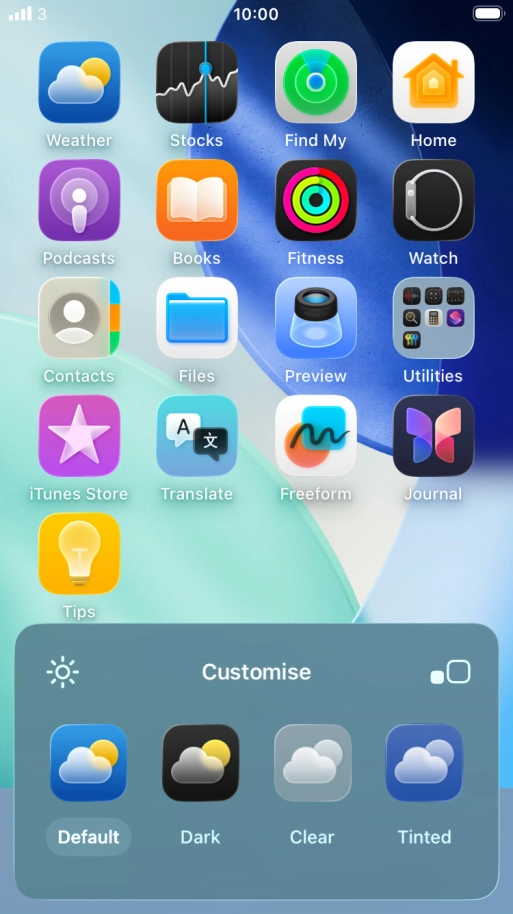Press the required setting to select the size of app icons on the home screen.