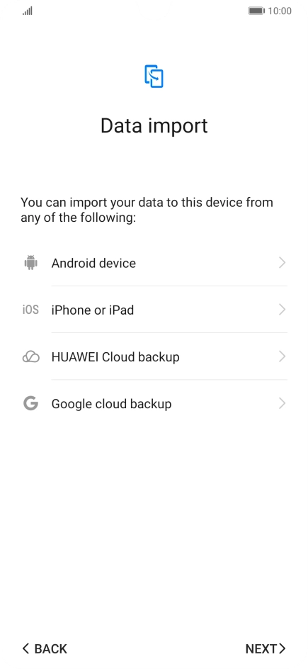 You can transfer the contents of another phone to your phone when it's activated for the first time and after a factory reset. When this screen is displayed, your phone is ready to transfer contents from another phone.