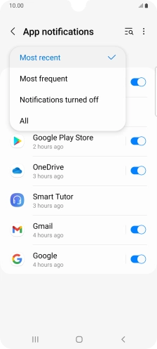 Press the required setting.