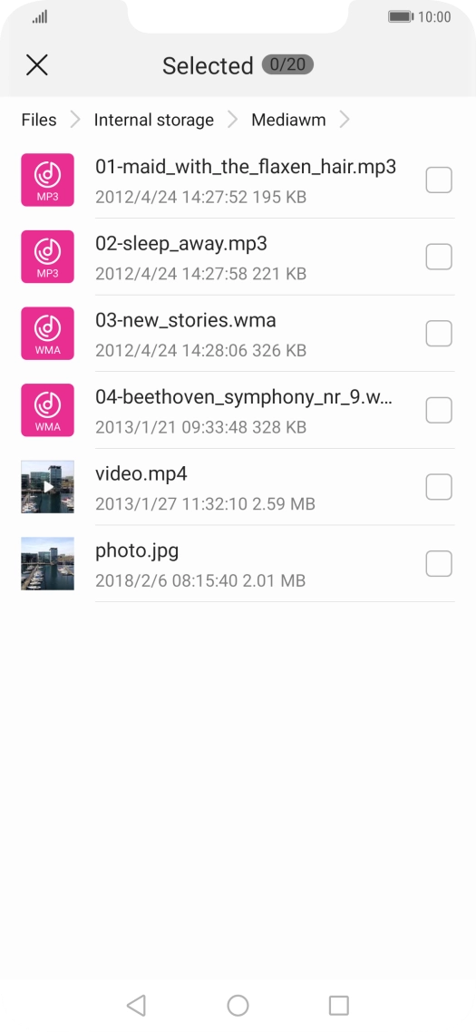 Press the required file.