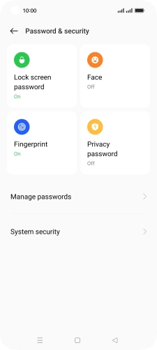 Press Fingerprint and key in the additional phone lock code you created earlier.