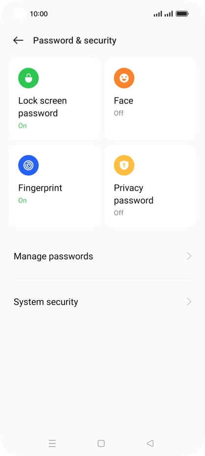 Press Fingerprint and key in the additional phone lock code you created earlier.