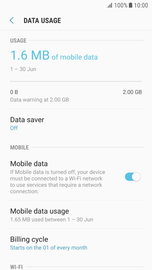 The total data usage is displayed.