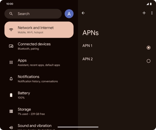 Press the field next to the data connection to activate it.
