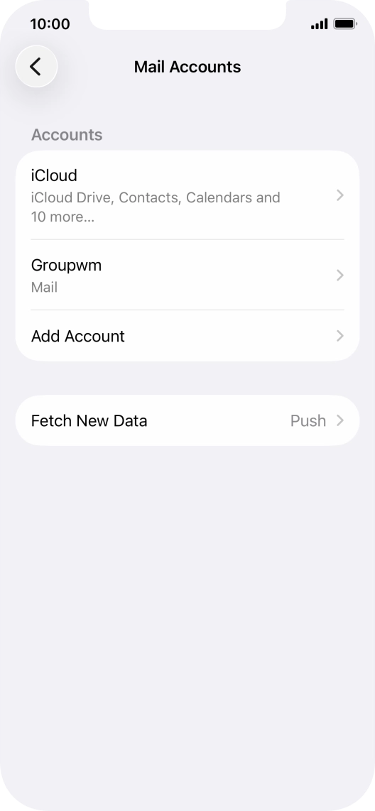 Press the name of the email account you've just set up.