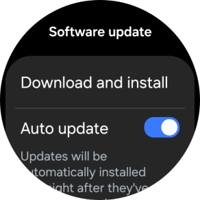 Press Download and install. If a new software version is available, it's displayed. Follow the instructions on the screen to update the smartwatch software.