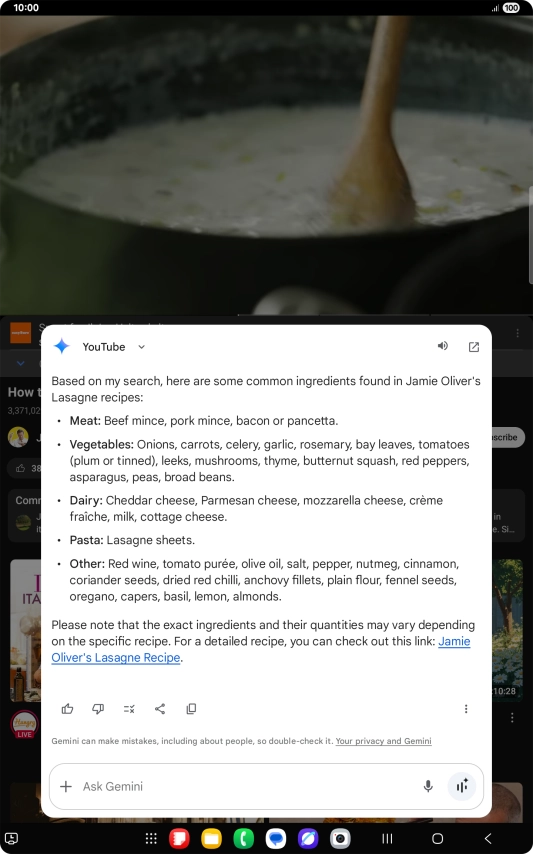 The answer from Gemini to your question is displayed.