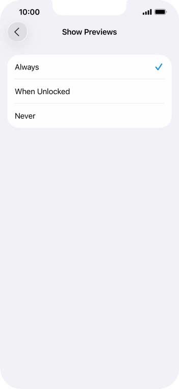 To select notification preview on the lock screen, press Always.