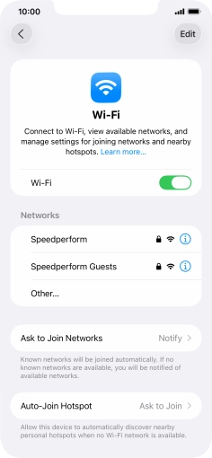 Press the required Wi-Fi network and key in the password for the Wi-Fi network.